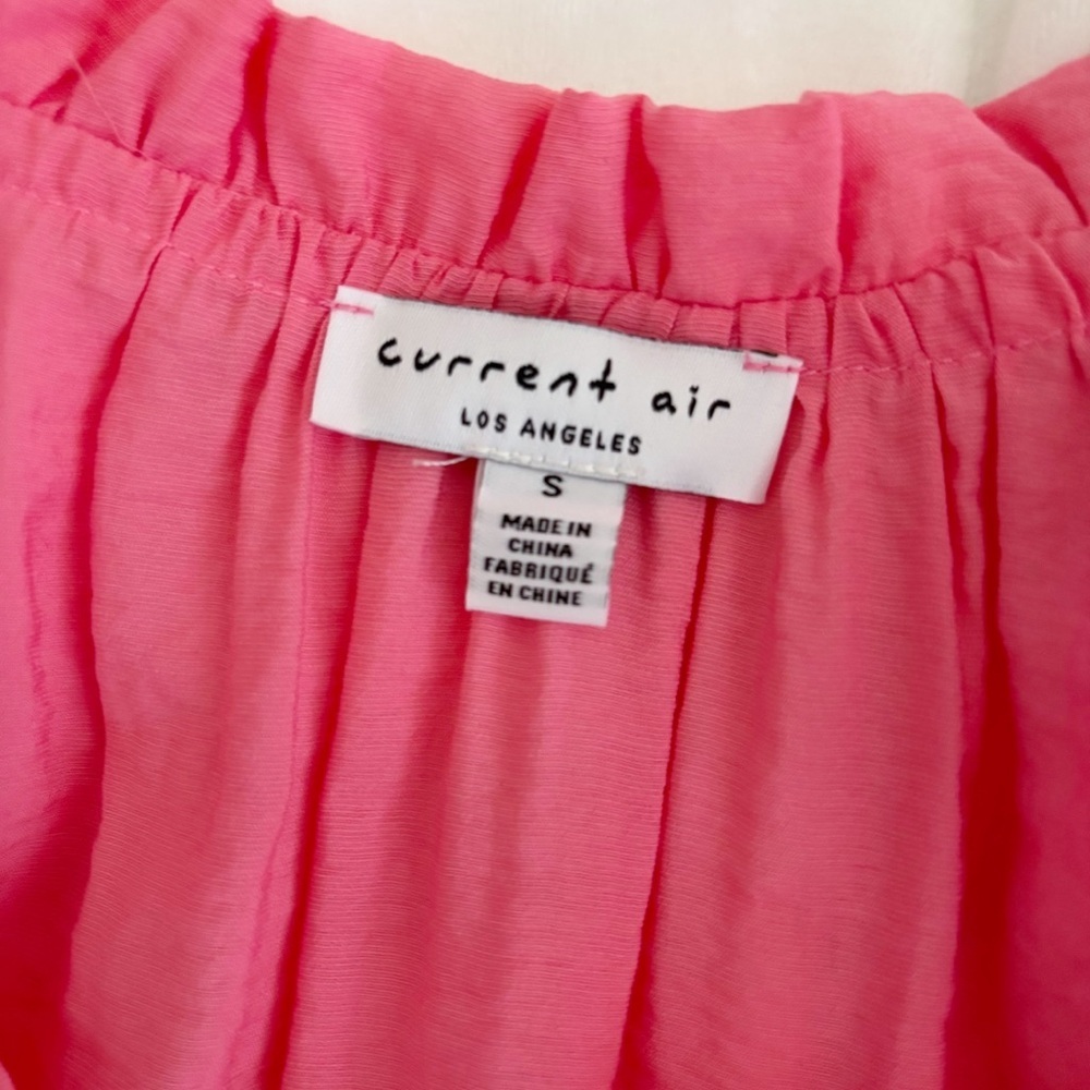 Current Air Pink Crochet Trim Ruffle Neck Blouse Small - Picture 6 of 8